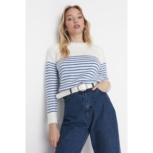 Trendyol Ecru Soft Textured Striped Knitwear Sweater obraz