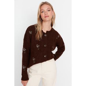 Trendyol Brown Embroidery Detailed Knitwear Cardigan obraz