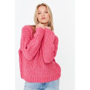 Trendyol Soft Textured Fuchsia Wide Fit Knitwear Sweater obraz