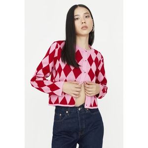 Trendyol Pink Crop Knitwear Cardigan obraz