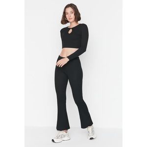 Trendyol Black Cut Out Detail Ribbed Flexible Knitted Top-Upper Set obraz