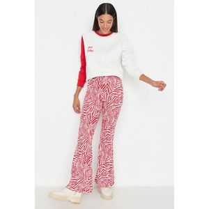 Trendyol Red Zebra Vzorované Flare / Flare-Flare Pletené Kalhoty s vysokým pasem obraz