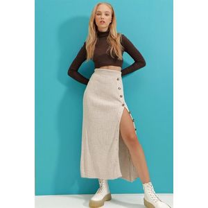 Trend Alaçatı Stili Women's Beige Button Detailed Knitwear Skirt obraz