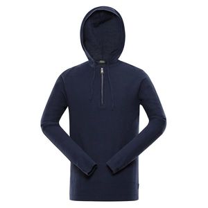 Tmavě modrý pánský svetr s kapucí NAX Polin obraz