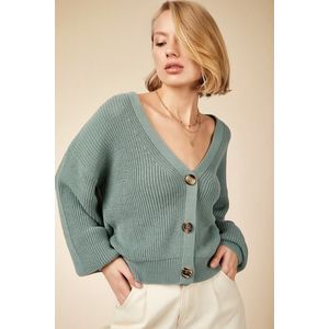 Happiness İstanbul Women's Turquoise V-Neck Buttons Knitwear Cardigan obraz