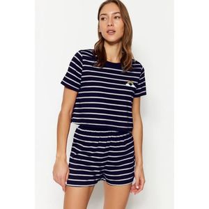 Trendyol Navy Blue Rainbow Printed T-shirt with Shorts and Knitted Pajamas Set obraz
