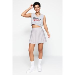 Trendyol Gray Pleated Mini Woven Skirt obraz
