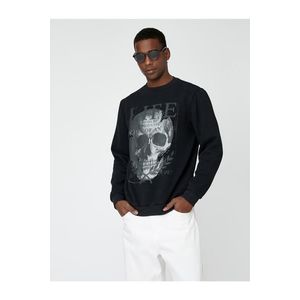 Koton Skull Print Sweatshirt with Rayons, Crew Neck obraz