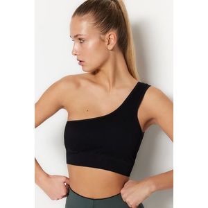 Trendyol Black Seamless/Seamless Support/Shaping One-Shoulder Knitted Sports Bra obraz