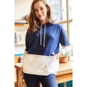 Olalook Women's Navy 2-Color Oversize Sweatshirt obraz
