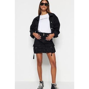 Trendyol Black Cargo Pocket Detailed High Waist Mini Denim Skirt obraz