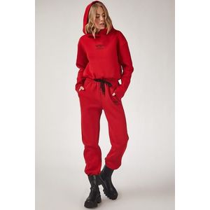 Happiness İstanbul Women's Red NASA Printed Fleece Tracksuit Suit obraz