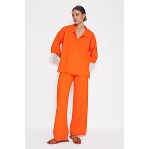 Trendyol Orange Basic Corded Knitwear Top and Bottom Set obraz