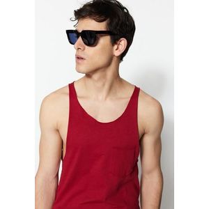 Trendyol Claret Red Men Regular/Normal Fit 100% Cotton Pocket Sleeveless T-Shirt/Athlete obraz