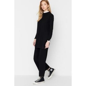 Trendyol Black Pearl and Tulle Detailed Sweater-Pants Knitwear Set obraz