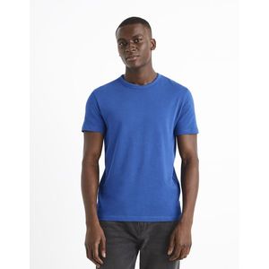 Modré pánské bavlněné basic tričko Celio Demarl obraz
