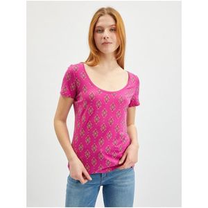 Tmavě růžové dámské vzorované tričko ORSAY obraz