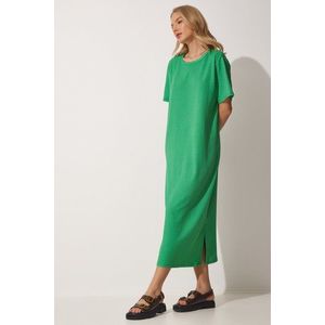 Happiness İstanbul Women's Green Wide Long Daily Summer Knitted Dress obraz