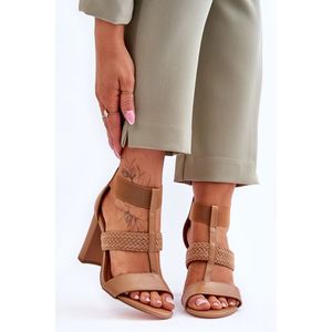 Kožené sandály Boty na vysokém podpatku Camel Marren obraz