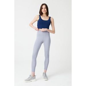 LOS OJOS Gray High Waist Consolidator Sports Leggings with Stitching Detail obraz