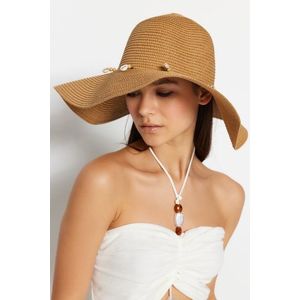 Trendyol Camel Shell Detail Straw Hat for Women obraz