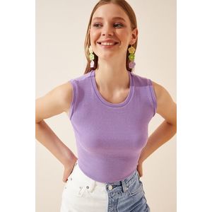 Happiness İstanbul Women's Lilac Crew Neck Cotton Knitted Blouse obraz