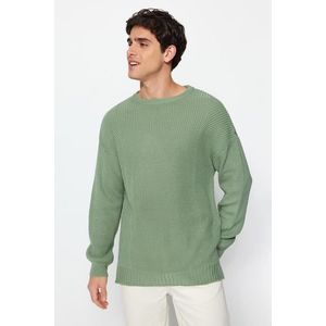 Trendyol Mint Oversize Fit Wide Fit Crew Neck Slit Knitwear Sweater obraz
