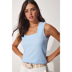 Happiness İstanbul Women's Sky Blue Square Collar Knitted Blouse obraz