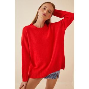 Happiness İstanbul Women's Vibrant Red Oversized Knitwear Sweater obraz