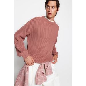 Trendyol Pale Pink Oversize Fit Wide Fit Crew Neck Basic Knitwear Sweater obraz