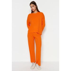 Trendyol Orange Basic Crew Neck Sweater Top-Top Set obraz