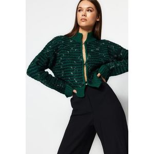 Trendyol zelený měkký texturovaný gradientní pletený svetr obraz