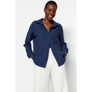 Trendyol Navy Blue Oversize/Cross-Fit Woven Shirt obraz