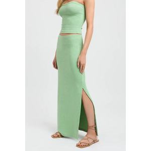 Madmext Green Basic Women's Long Skirt With Slit Detail obraz