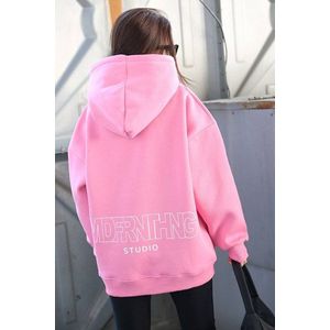 Madmext Mad Girls Pink Printed Oversized Sweatshirt obraz