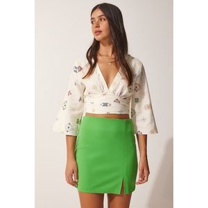 Happiness İstanbul Women's Green Slit Mini Skirt obraz
