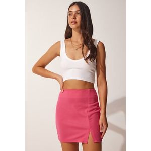 Happiness İstanbul Women's Pink Slit Mini Skirt obraz
