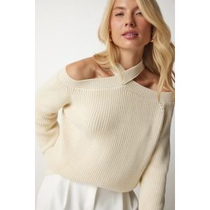 Happiness İstanbul Women's Cream Open Shoulders Knitwear Sweater obraz