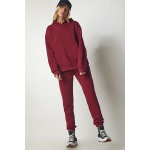 Happiness İstanbul Women's Claret Red Hooded Raspberry Tracksuit Set obraz
