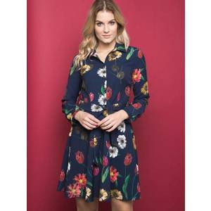 La Diva dress decorated with a print of flowers navy blue obraz