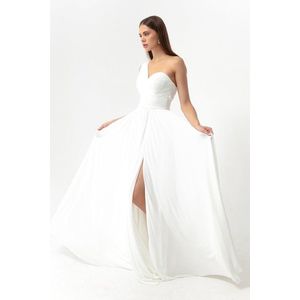 Lafaba Women's White One-Shoulder Slit Long Evening Dress obraz