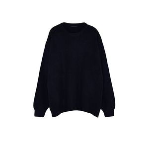 Trendyol Navy Blue Plus Size Oversize Fit Wide Fit Crew Neck Basic Knitwear Sweater obraz