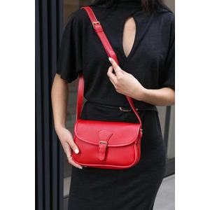 Madamra Red Women's Crossbody Bag with Buckle Flap obraz