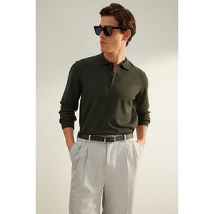 Trendyol Dark Green Regular Fit Polo Neck Limited Edition Basic Knitwear Sweater obraz