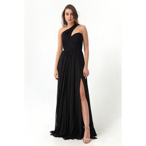 Lafaba Women's Black One-Shoulder Slit Long Evening Dress obraz