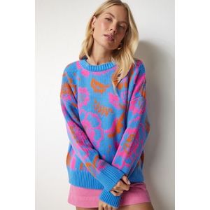Happiness İstanbul Women's Sky Blue Patterned Knitwear Sweater obraz