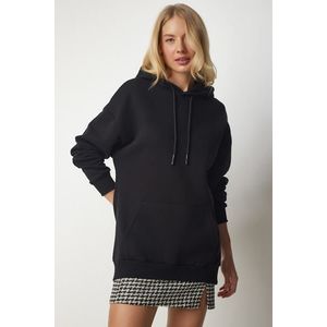 Happiness İstanbul Women's Black Knitted Hoodie with Knitted Sweatshirt obraz