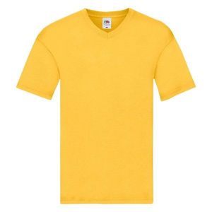 Original V-neck Fruit of the Loom Men's Yellow T-shirt obraz