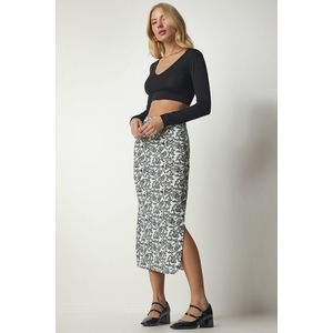 Happiness İstanbul Women's Black and White Patterned Slit Camisole Skirt obraz