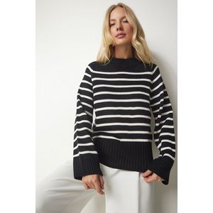 Happiness İstanbul Women's Black Striped Knitwear Sweater obraz
